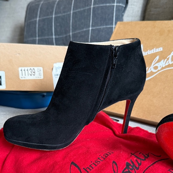 Christian Louboutin Bella Top 100 Suede Booties - Picture 5 of 6